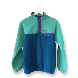 Patagonia Lightweight Synchilla Snap-T Teal/Blue/Purple Fleece Pullover